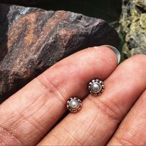 Genuine Freshwater Pearl Studs - Sterling Silver